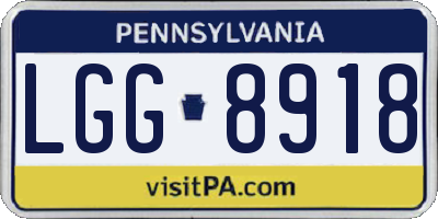 PA license plate LGG8918