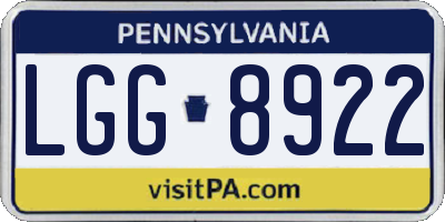 PA license plate LGG8922