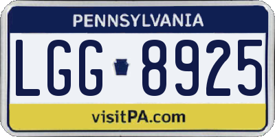 PA license plate LGG8925