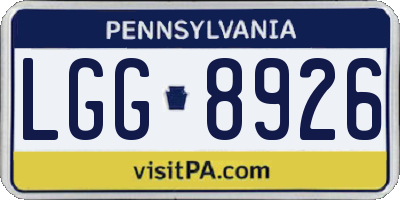 PA license plate LGG8926