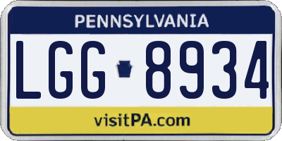 PA license plate LGG8934