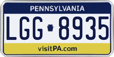 PA license plate LGG8935