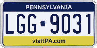 PA license plate LGG9031