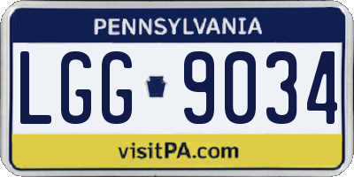 PA license plate LGG9034