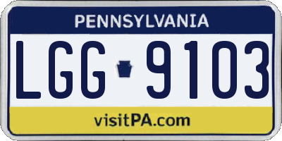 PA license plate LGG9103
