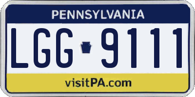 PA license plate LGG9111