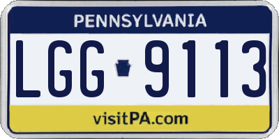 PA license plate LGG9113