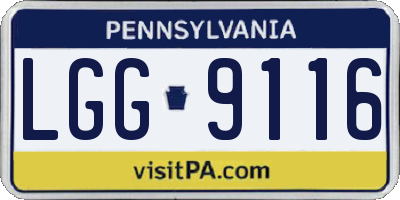 PA license plate LGG9116
