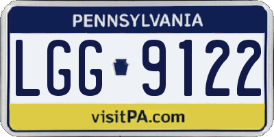 PA license plate LGG9122