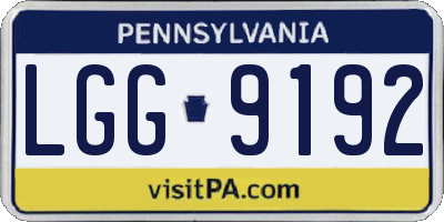 PA license plate LGG9192