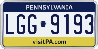 PA license plate LGG9193
