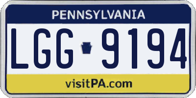 PA license plate LGG9194