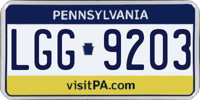 PA license plate LGG9203