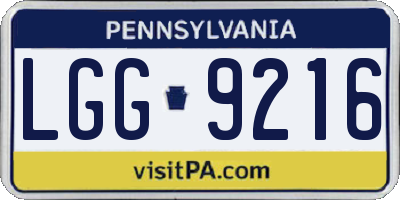 PA license plate LGG9216
