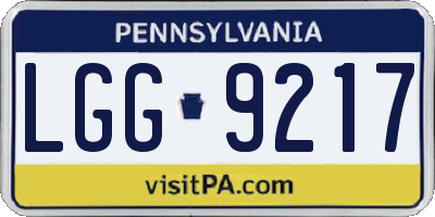 PA license plate LGG9217