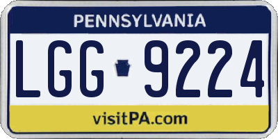 PA license plate LGG9224