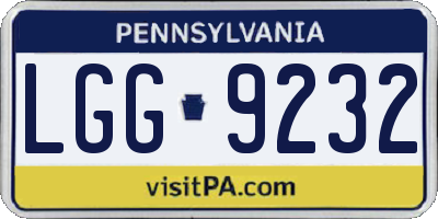 PA license plate LGG9232