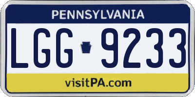 PA license plate LGG9233