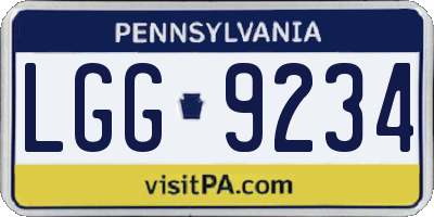 PA license plate LGG9234