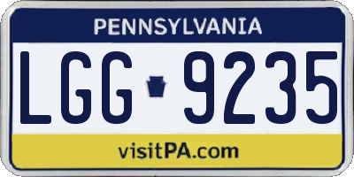PA license plate LGG9235