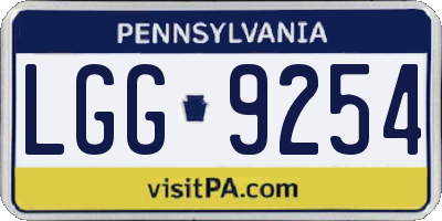 PA license plate LGG9254