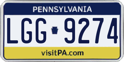 PA license plate LGG9274