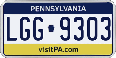 PA license plate LGG9303