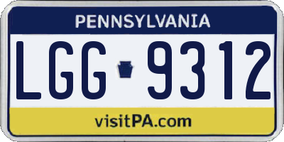 PA license plate LGG9312