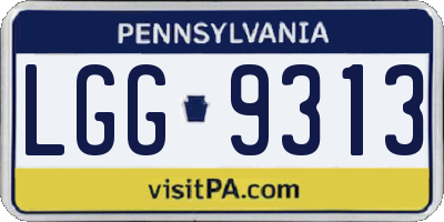 PA license plate LGG9313