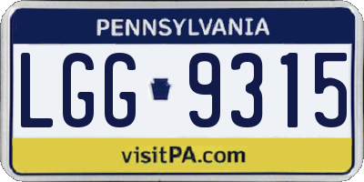 PA license plate LGG9315