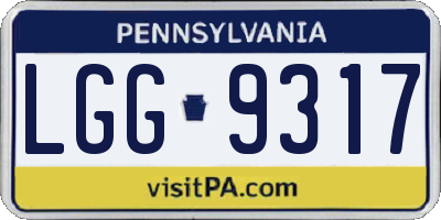 PA license plate LGG9317