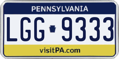 PA license plate LGG9333