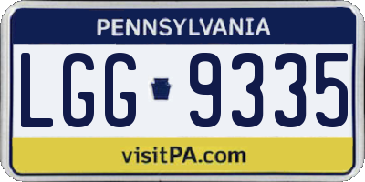 PA license plate LGG9335