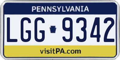 PA license plate LGG9342