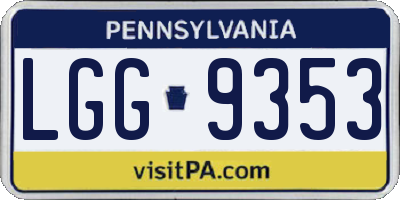 PA license plate LGG9353