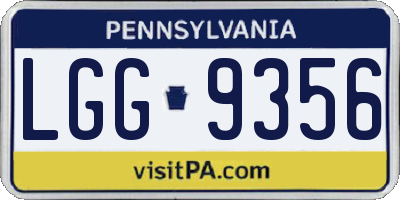PA license plate LGG9356