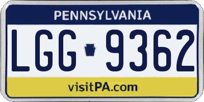 PA license plate LGG9362