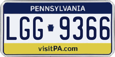 PA license plate LGG9366