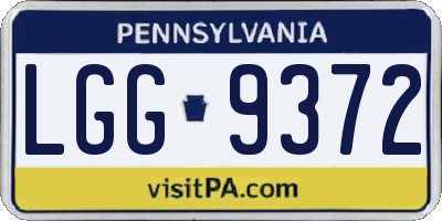 PA license plate LGG9372