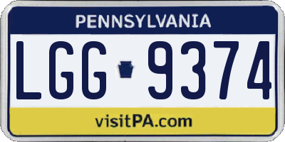 PA license plate LGG9374