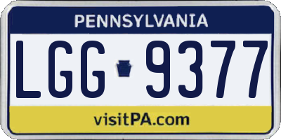 PA license plate LGG9377