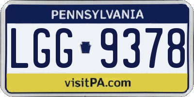 PA license plate LGG9378