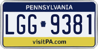 PA license plate LGG9381