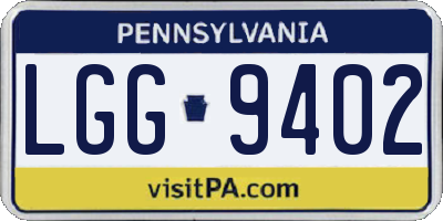 PA license plate LGG9402