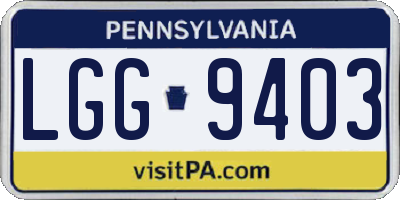 PA license plate LGG9403