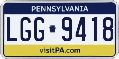 PA license plate LGG9418