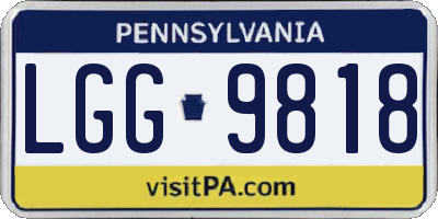 PA license plate LGG9818