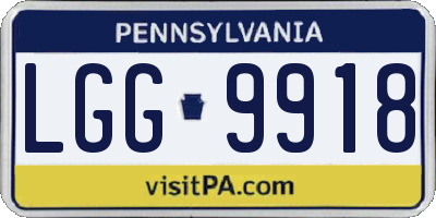 PA license plate LGG9918