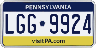 PA license plate LGG9924