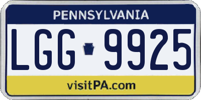PA license plate LGG9925